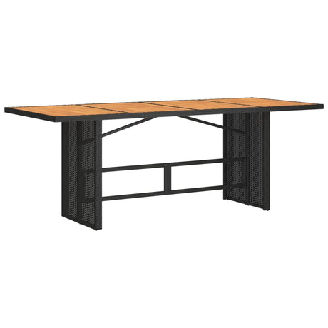 Garden Table With Acacia Top 190X80X74 Cm Poly Rattan