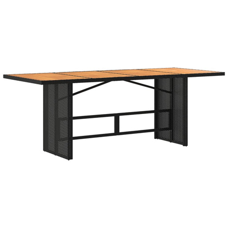 Garden Table With Acacia Top 190X80X74 Cm Poly Rattan
