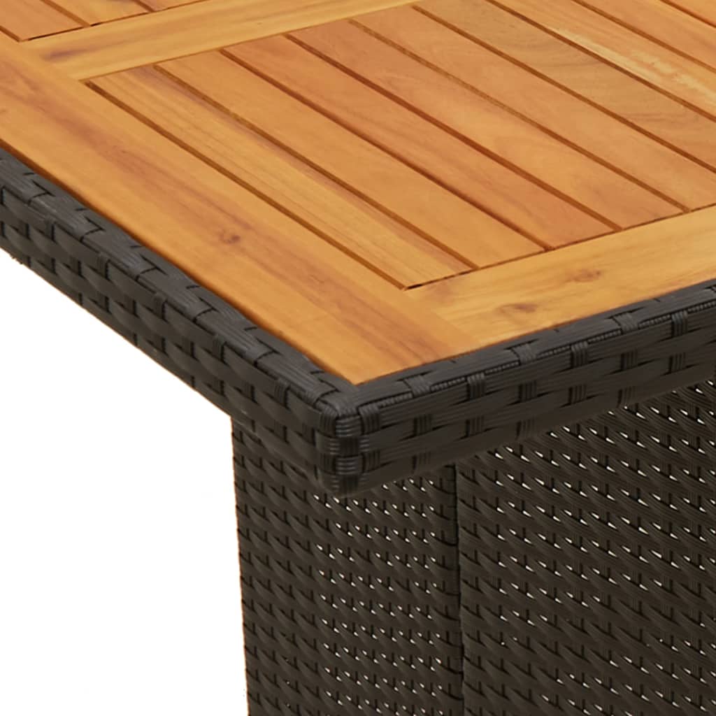 Garden Table With Acacia Top 190X80X74 Cm Poly Rattan