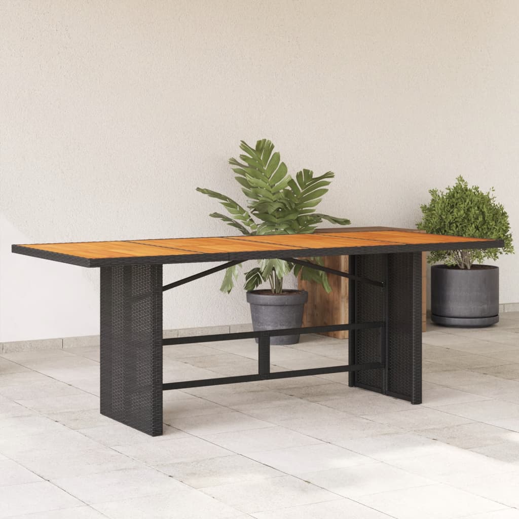 Garden Table With Acacia Top 190X80X74 Cm Poly Rattan
