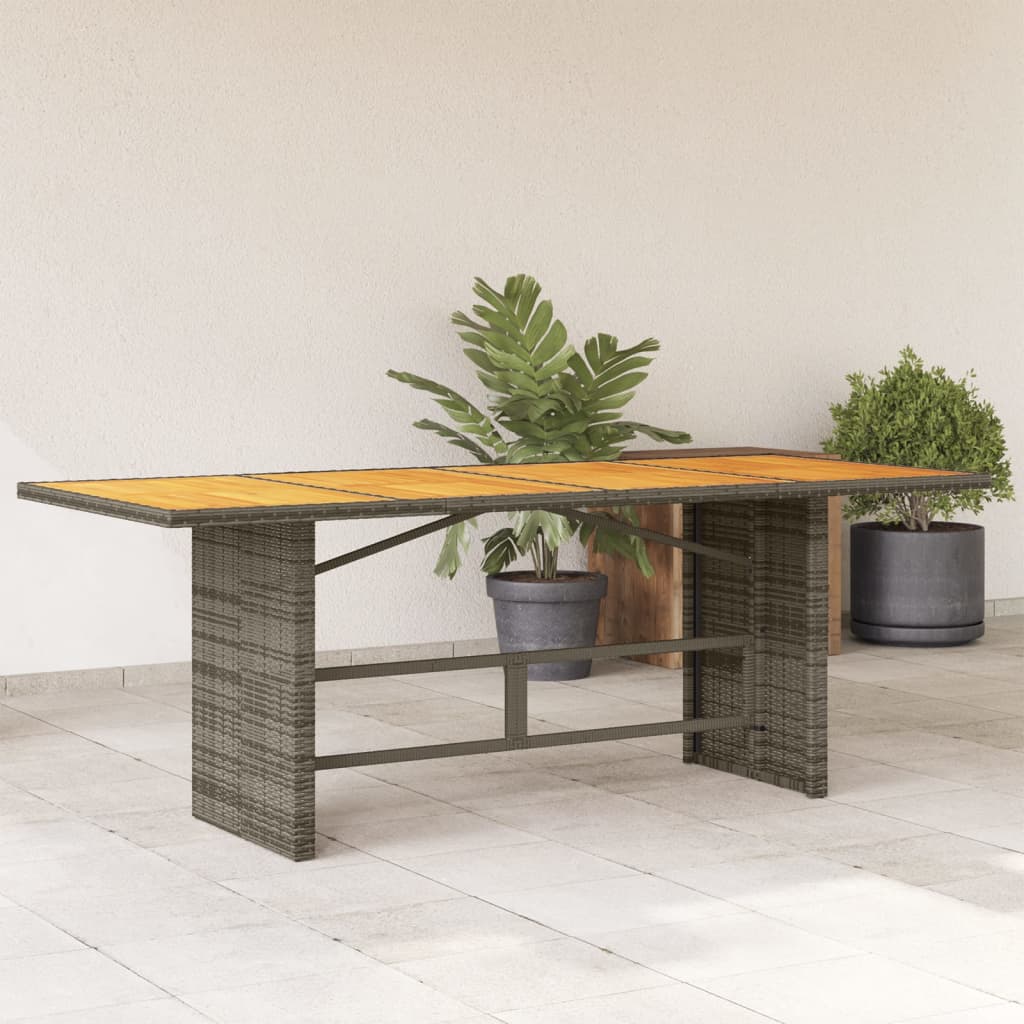 Garden Table With Acacia Top 190X80X74 Cm Poly Rattan