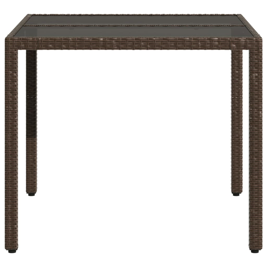 Garden Table With Glass Top 90X90X75 Cm Poly Rattan
