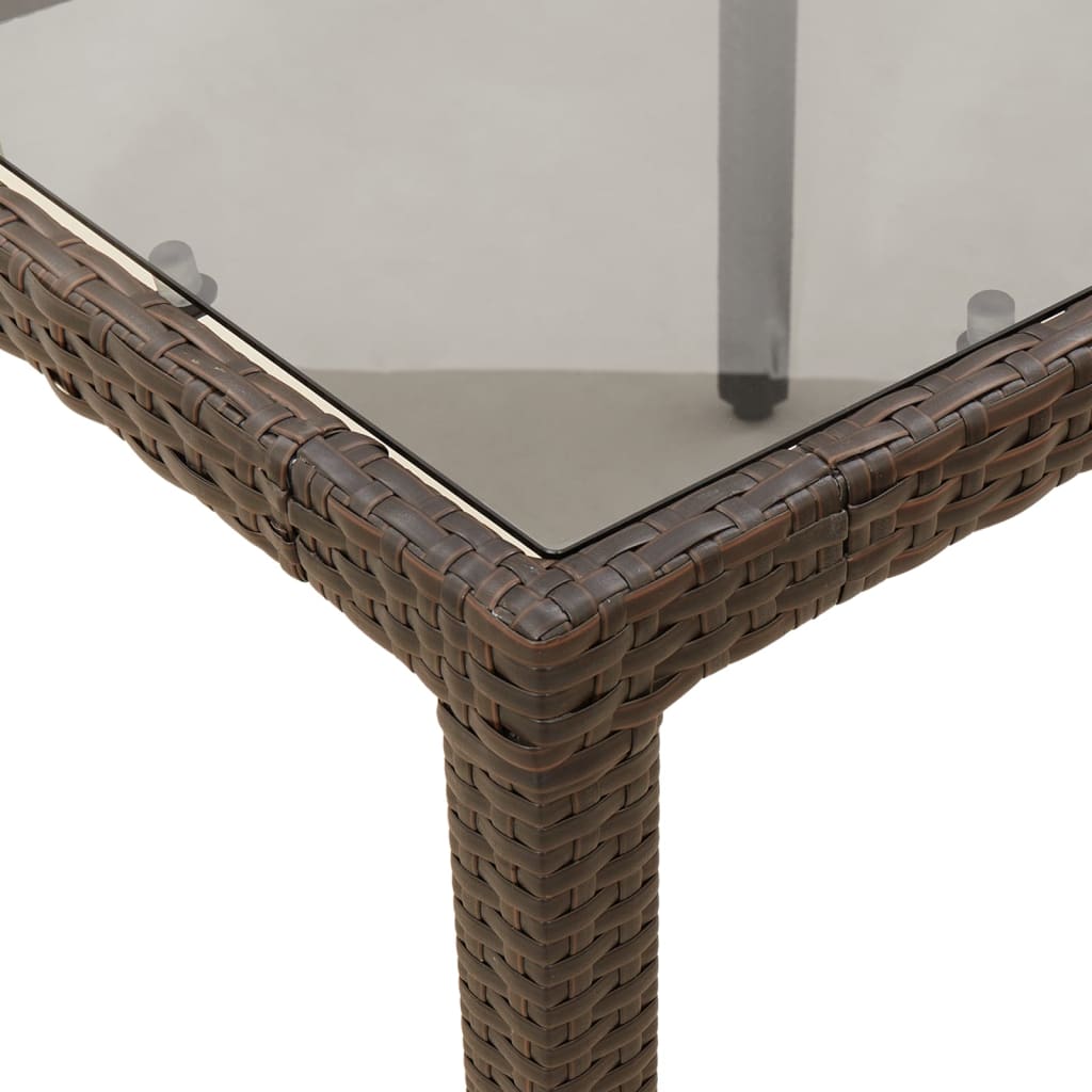 Garden Table With Glass Top 90X90X75 Cm Poly Rattan