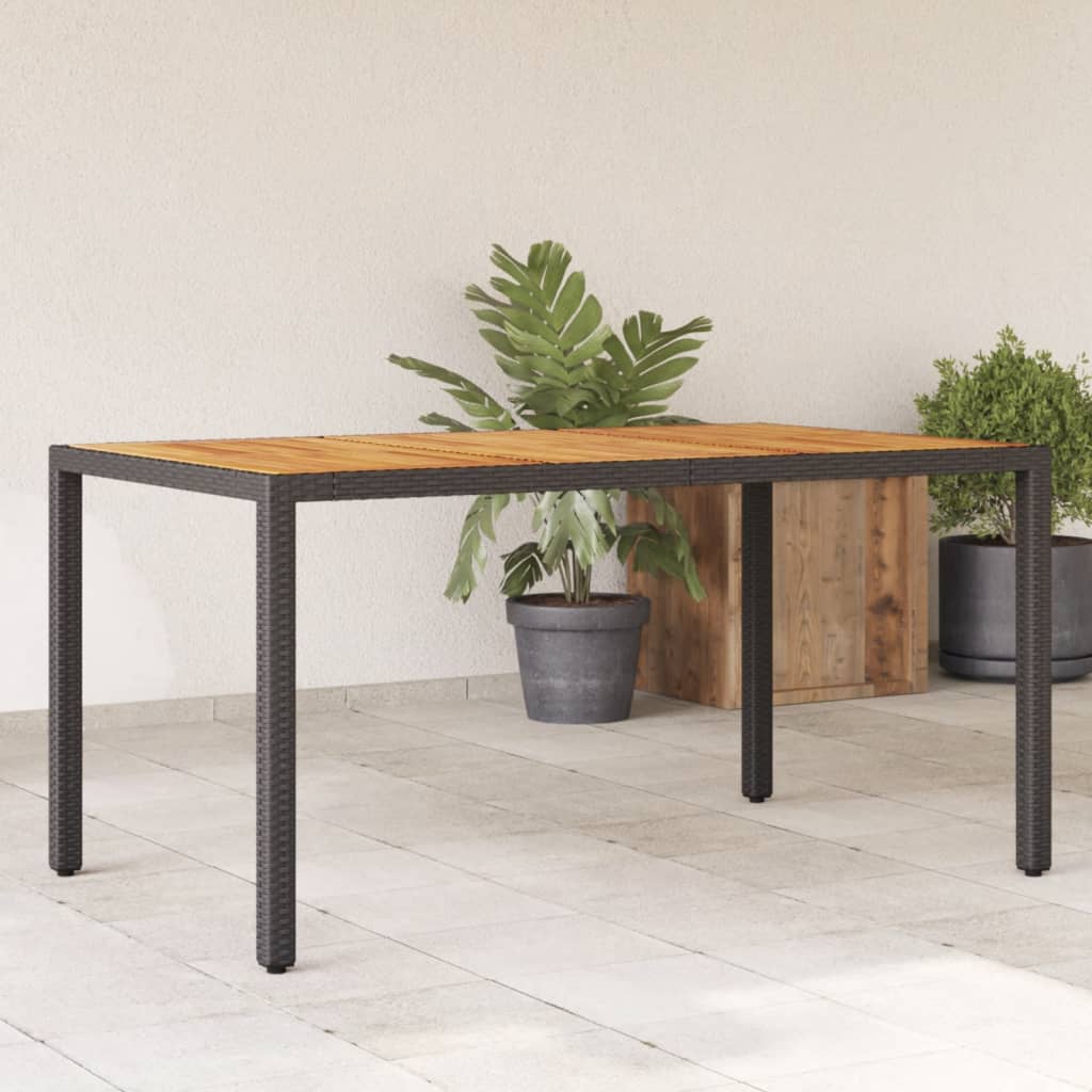 Garden Table 190X90X75 Cm Poly Rattan And Acacia Wood