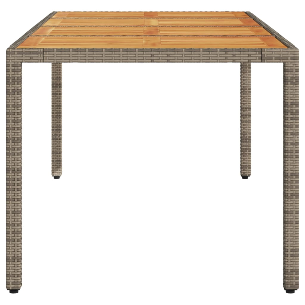 Garden Table With Acacia Wood Top 190X90X75 Cm Poly Rattan