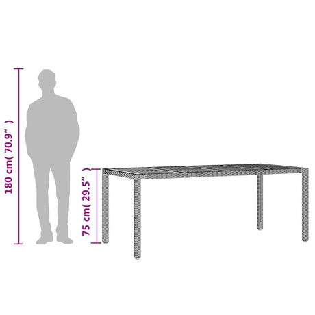 Garden Table With Acacia Wood Top 190X90X75 Cm Poly Rattan