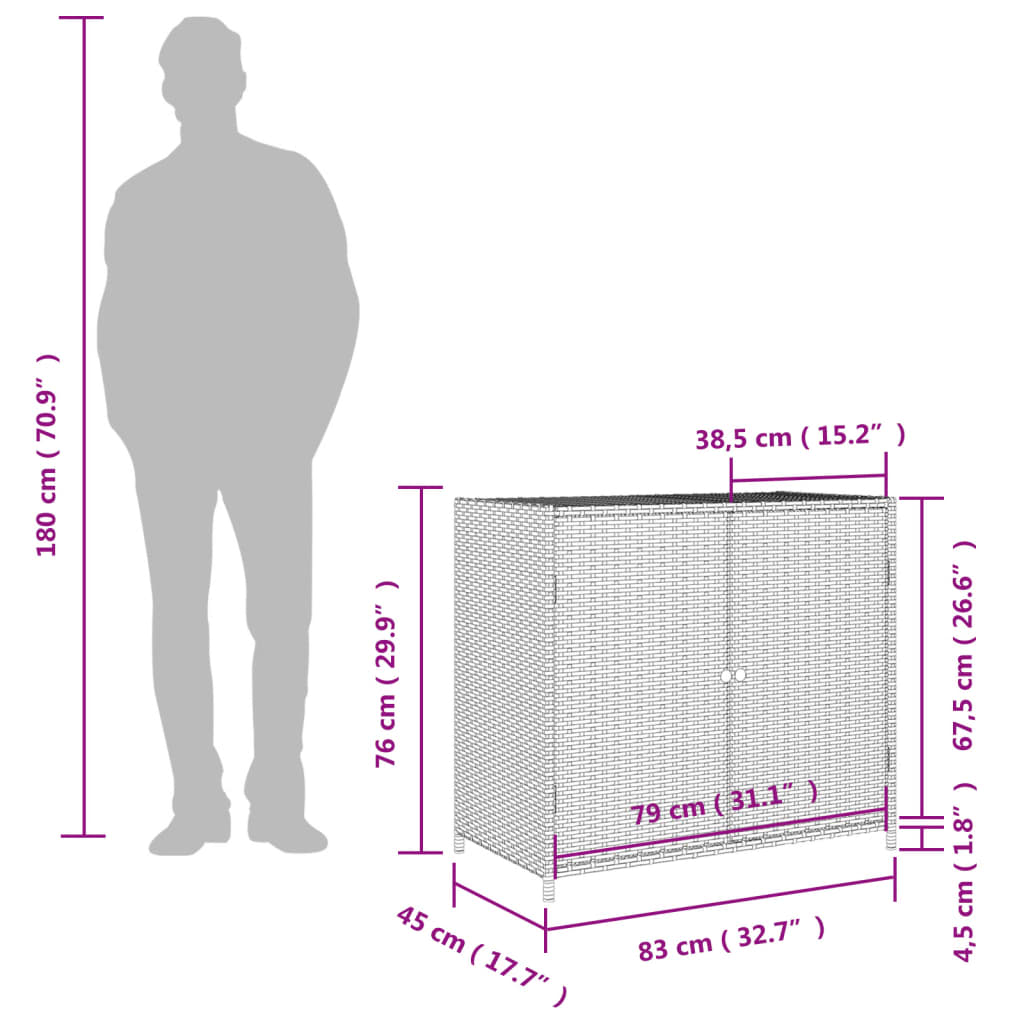Garden Storage Cabinet 83X45X76 Cm Poly Rattan