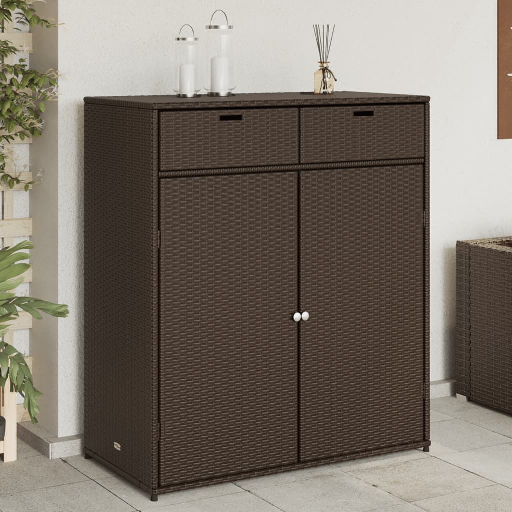 Garden Storage Cabinet Poly Rattan
