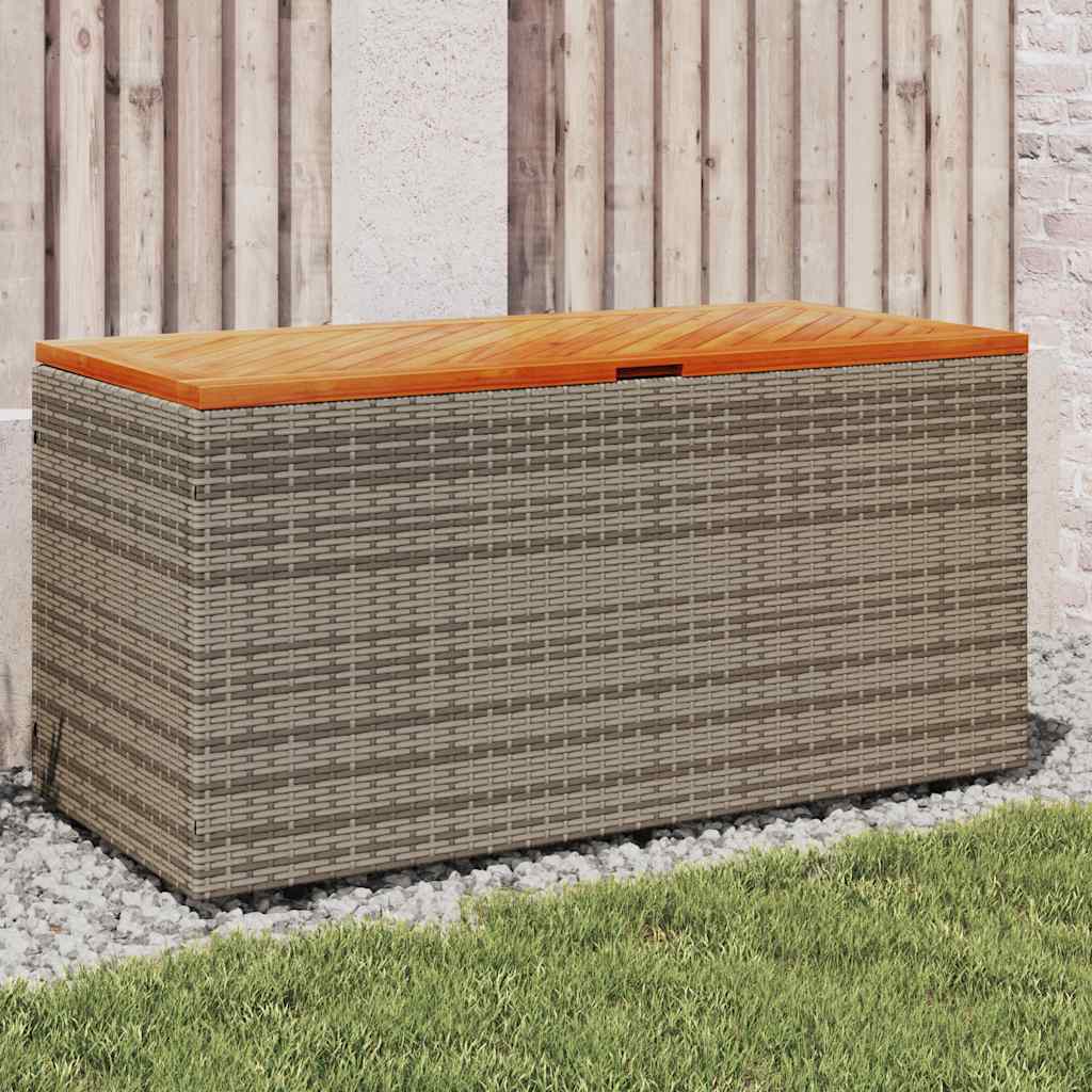 Garden Storage Box Poly Rattan Acacia Wood