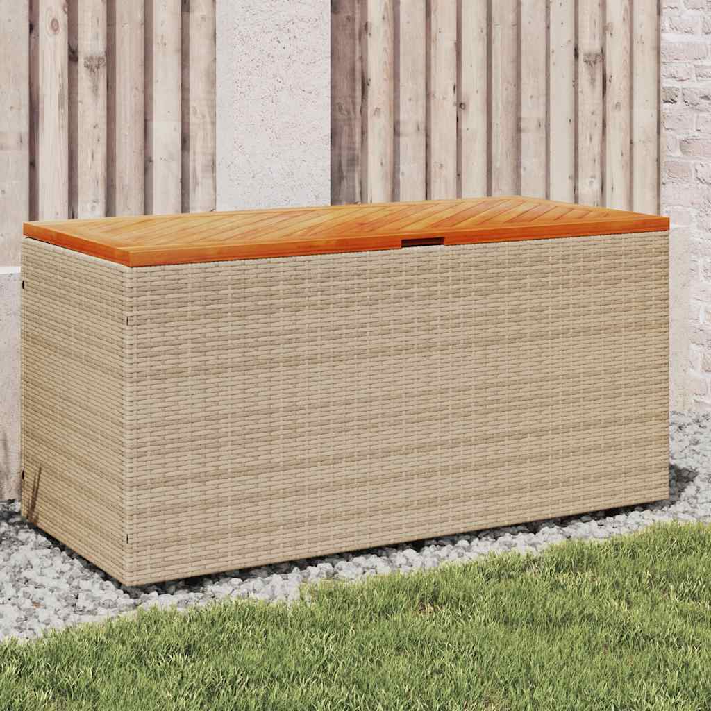 Garden Storage Box Poly Rattan Acacia Wood