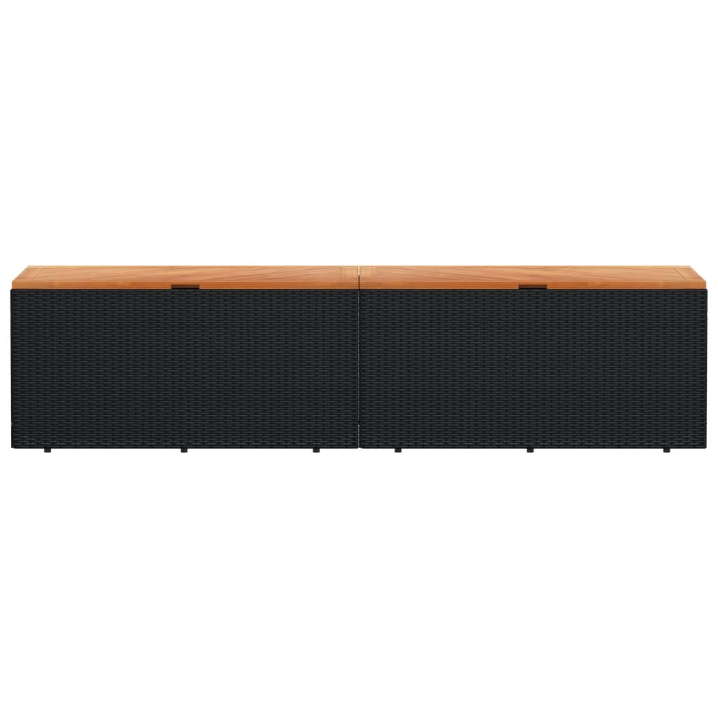 Garden Storage Box Poly Rattan Acacia Wood
