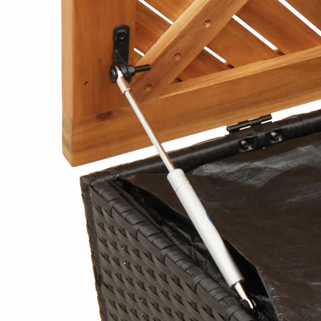 Garden Storage Box Poly Rattan Acacia Wood