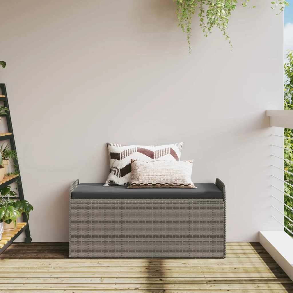 Storage Bench With Cushion Poly Rattan
