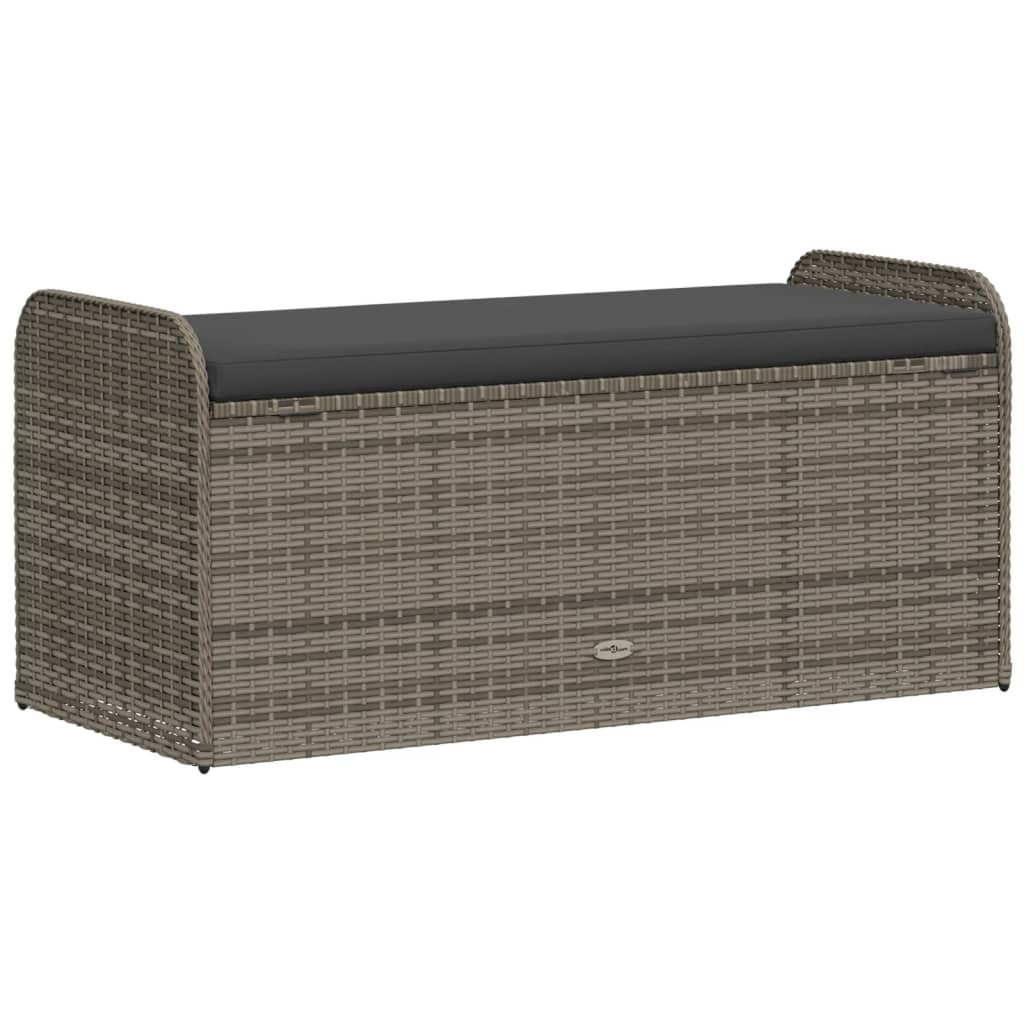 Storage Bench With Cushion Poly Rattan