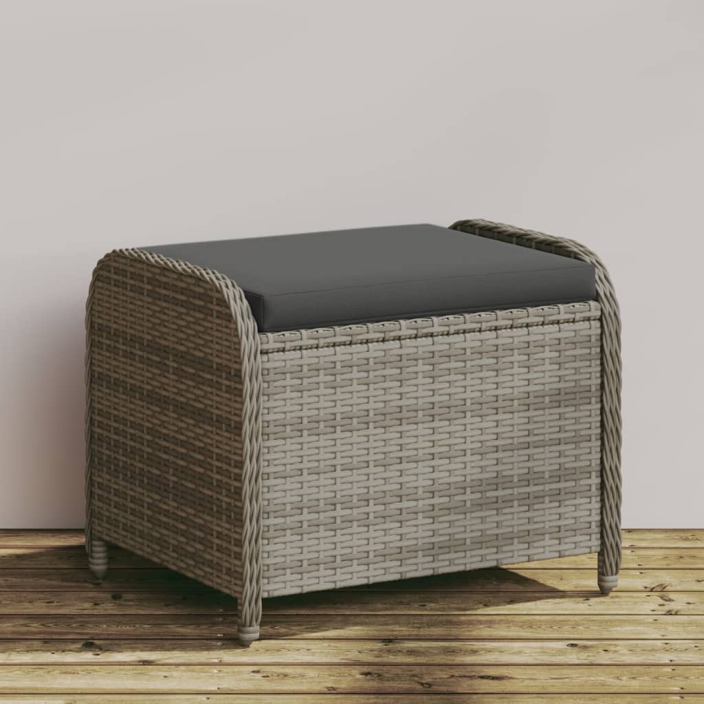 Garden Stool With Cushion 58X46X46 Cm Poly Rattan