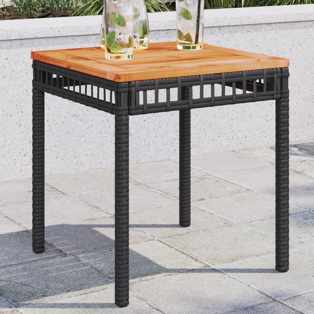 Garden Table 38X38X42 Cm Poly Rattan Acacia Wood