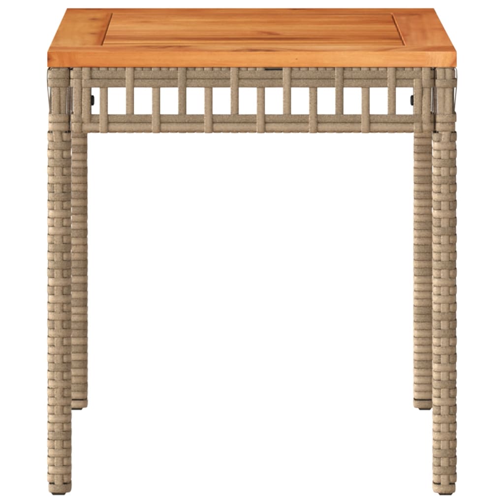 Garden Table 38X38X42 Cm Poly Rattan Acacia Wood