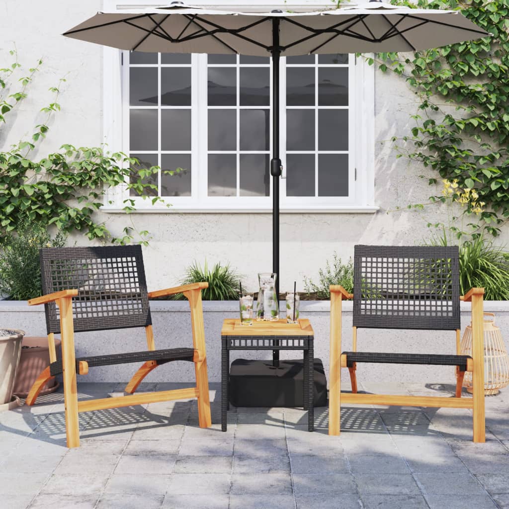 3 Piece Bistro Set Poly Rattan And Solid Wood Acacia