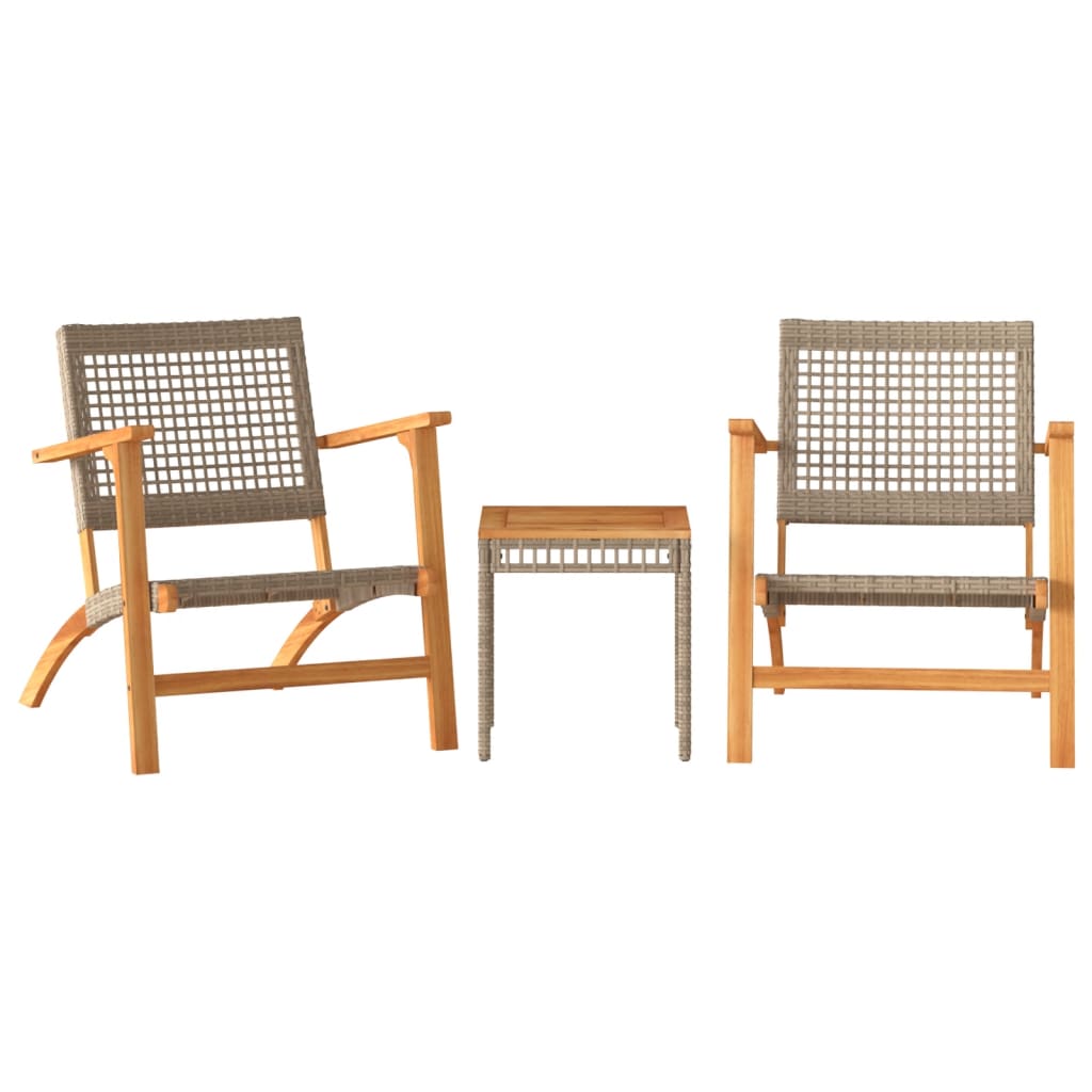 3 Piece Bistro Set Poly Rattan And Solid Wood Acacia