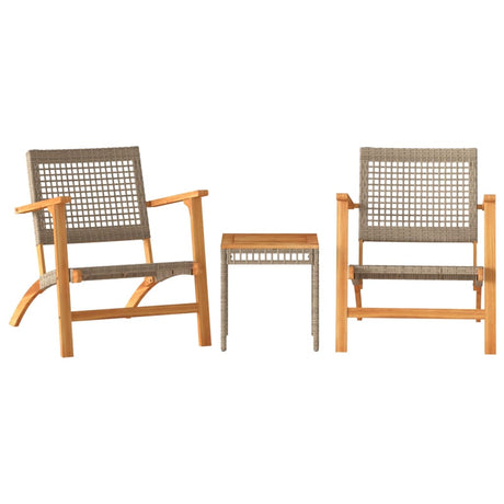 3 Piece Bistro Set Poly Rattan And Solid Wood Acacia