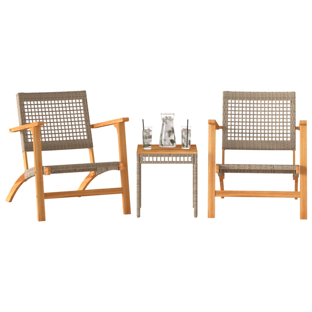 3 Piece Bistro Set Poly Rattan And Solid Wood Acacia