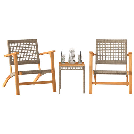 3 Piece Bistro Set Poly Rattan And Solid Wood Acacia