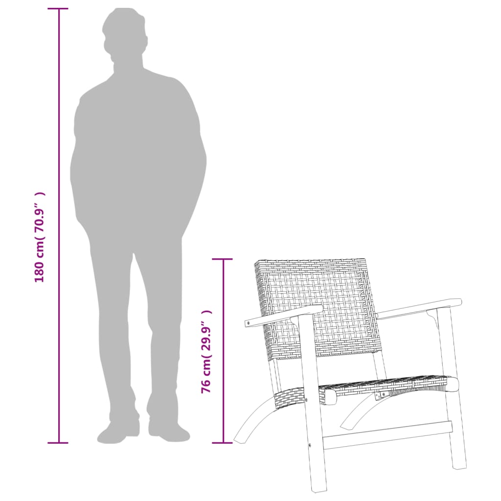 3 Piece Bistro Set Poly Rattan And Solid Wood Acacia