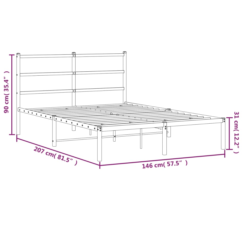 Metal Bed Frame Without Mattress 140X200Cm