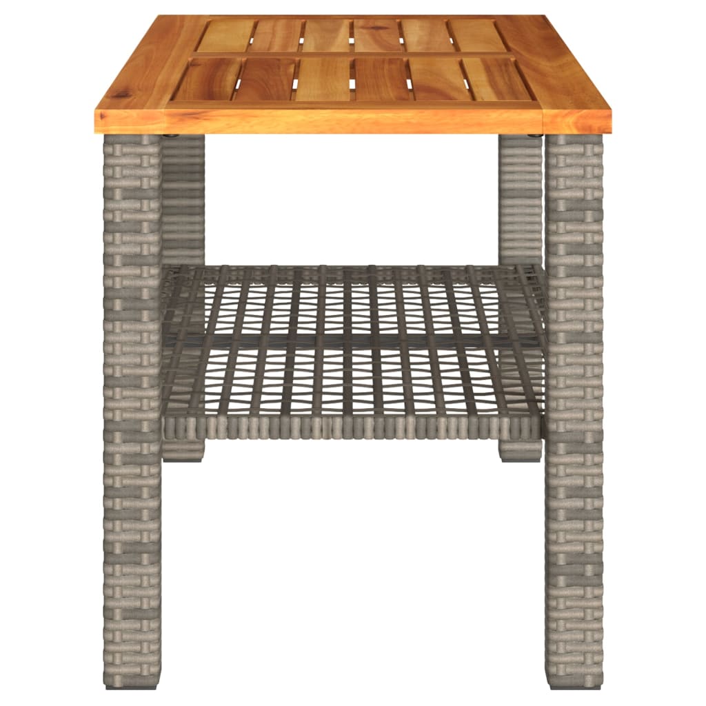 Garden Table Grey Poly Rattan Acacia Wood