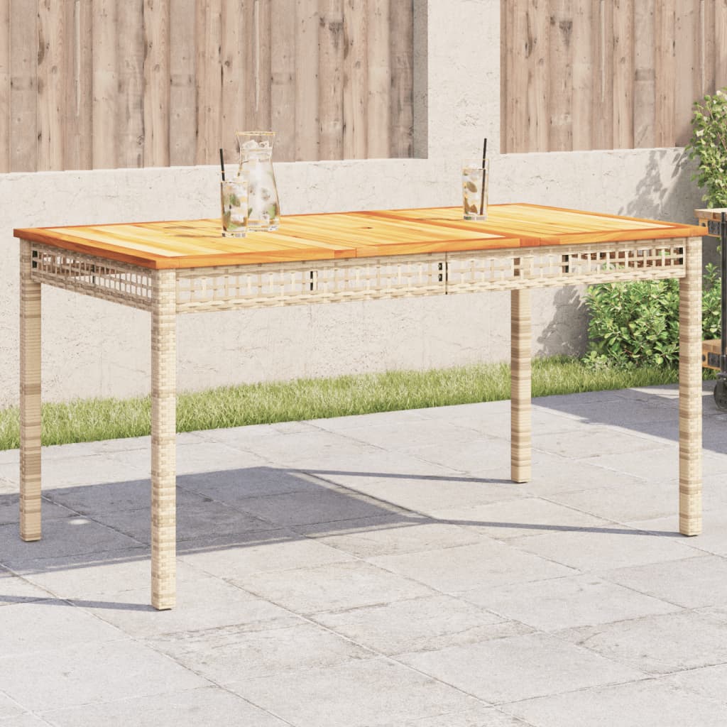 Garden Table Grey Poly Rattan Acacia Wood