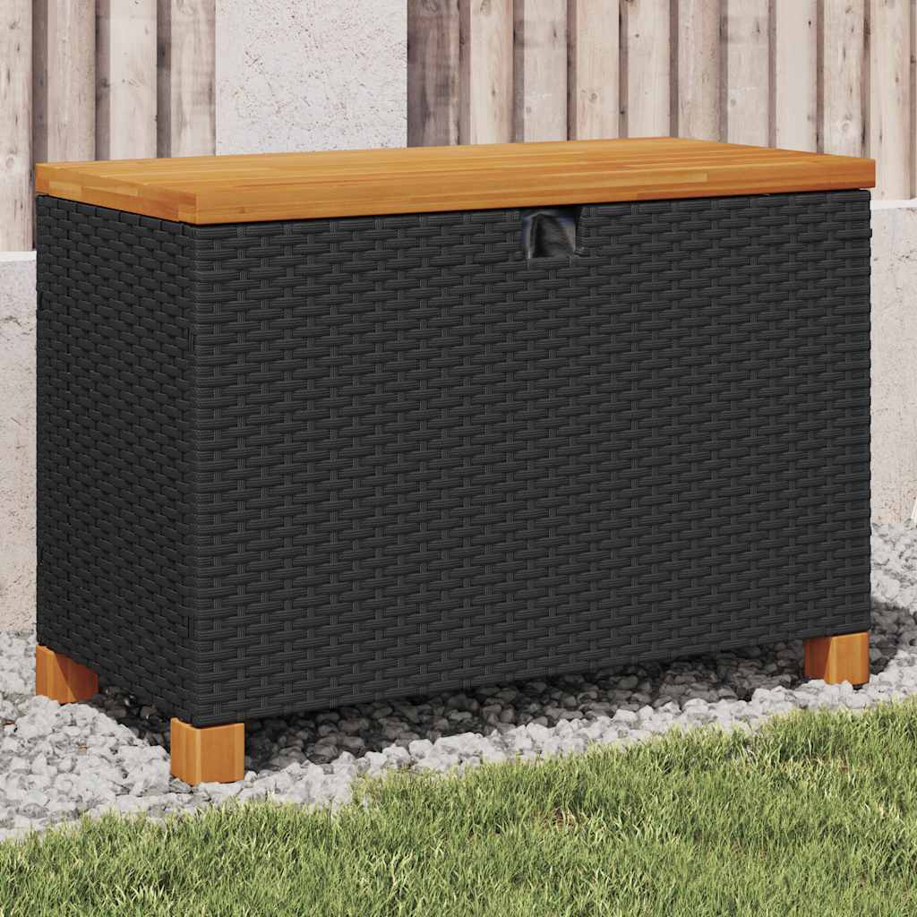 Garden Storage Box Poly Rattan Acacia Wood
