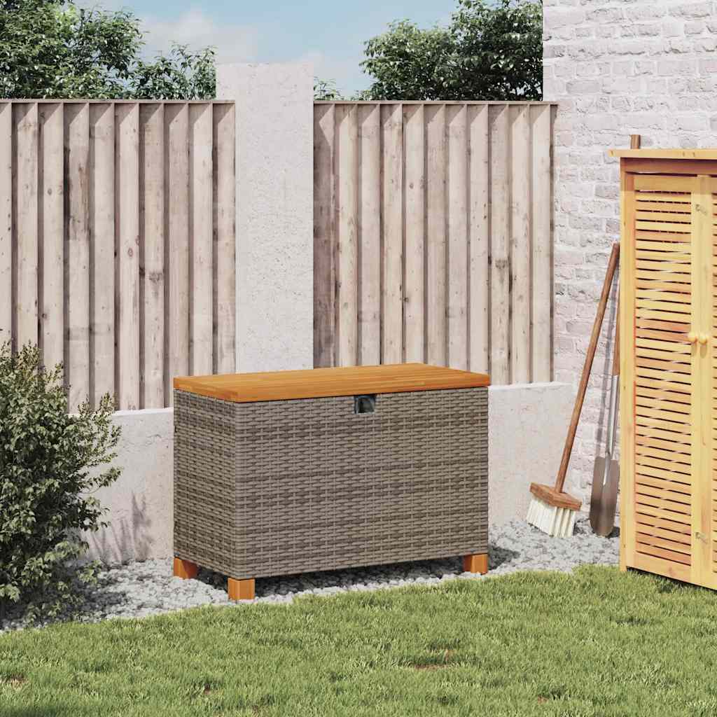 Garden Storage Box Poly Rattan Acacia Wood