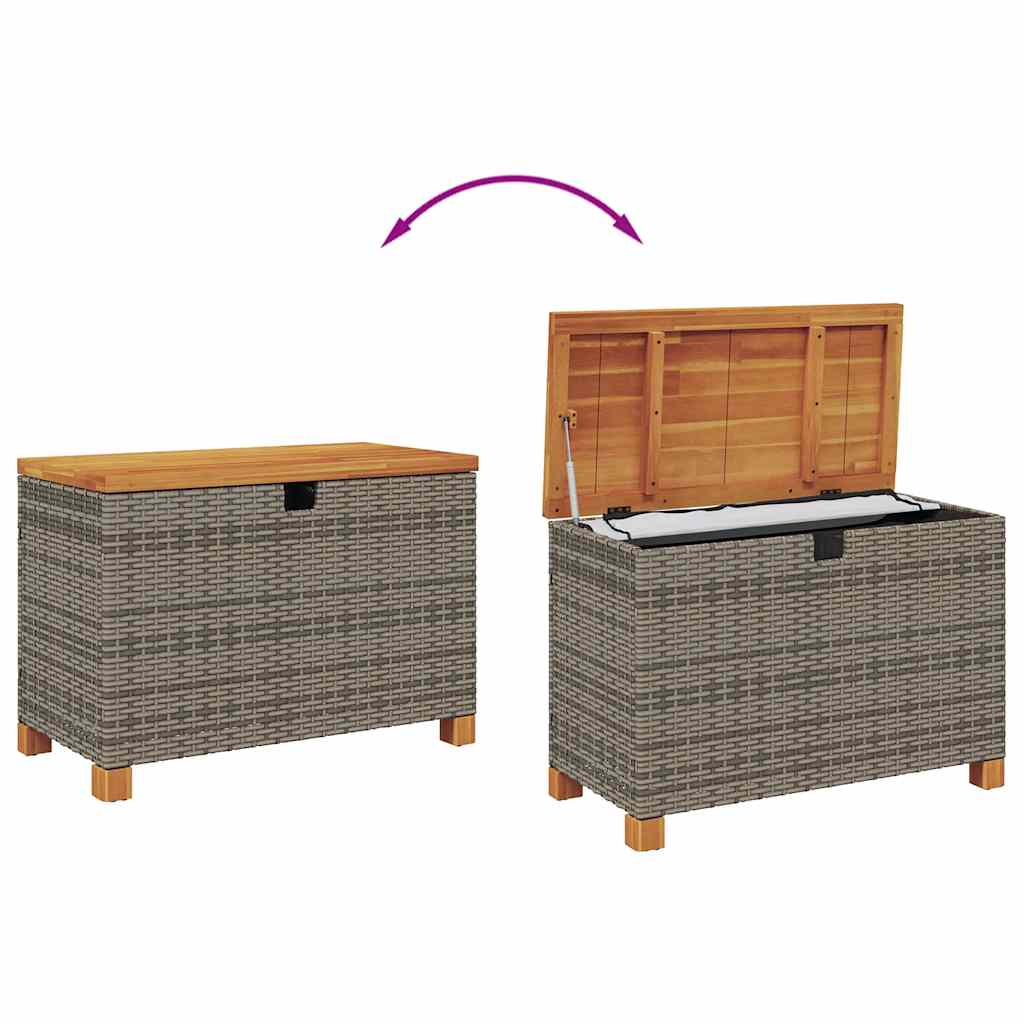 Garden Storage Box Poly Rattan Acacia Wood