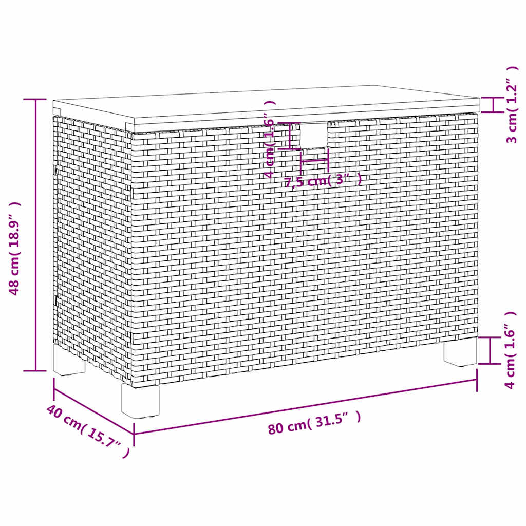 Garden Storage Box Poly Rattan Acacia Wood