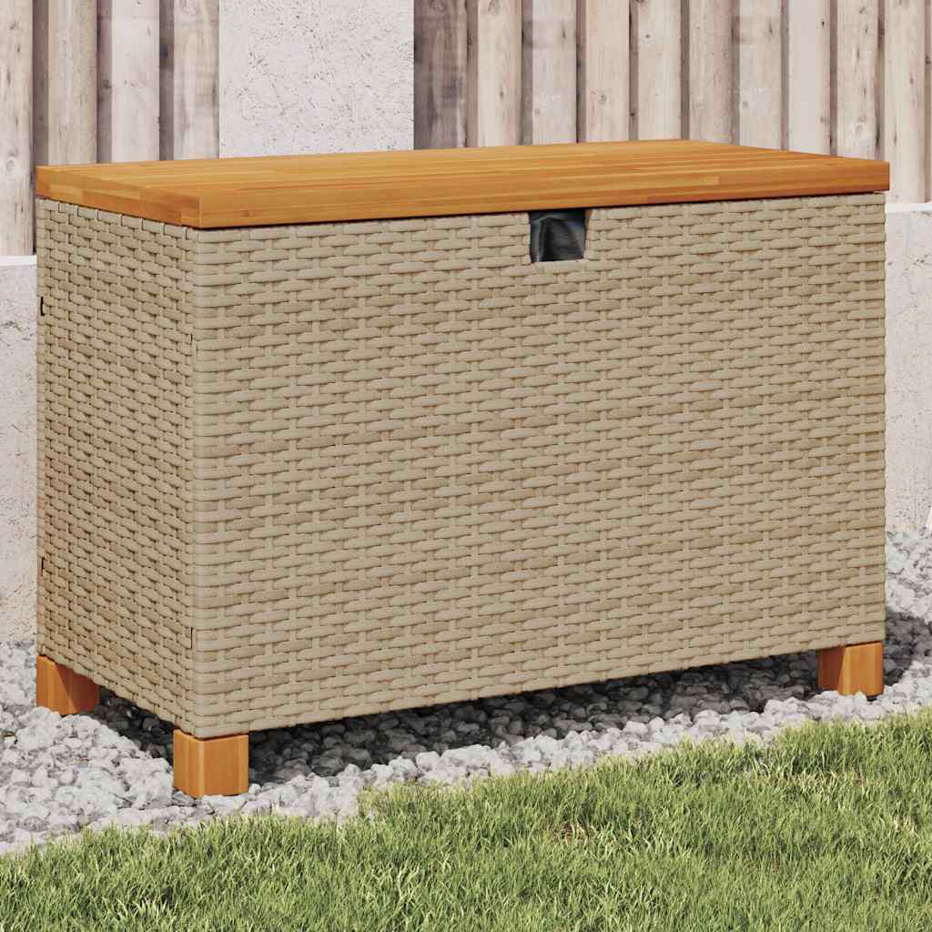 Garden Storage Box Poly Rattan Acacia Wood