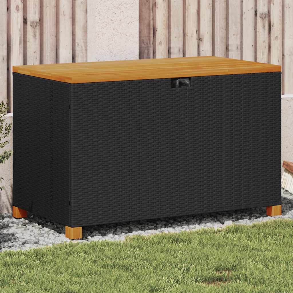 Garden Storage Box Poly Rattan Acacia Wood