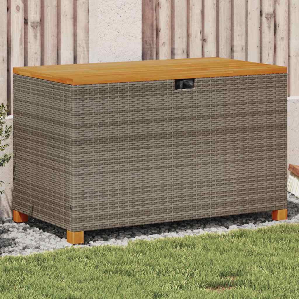 Garden Storage Box Poly Rattan Acacia Wood