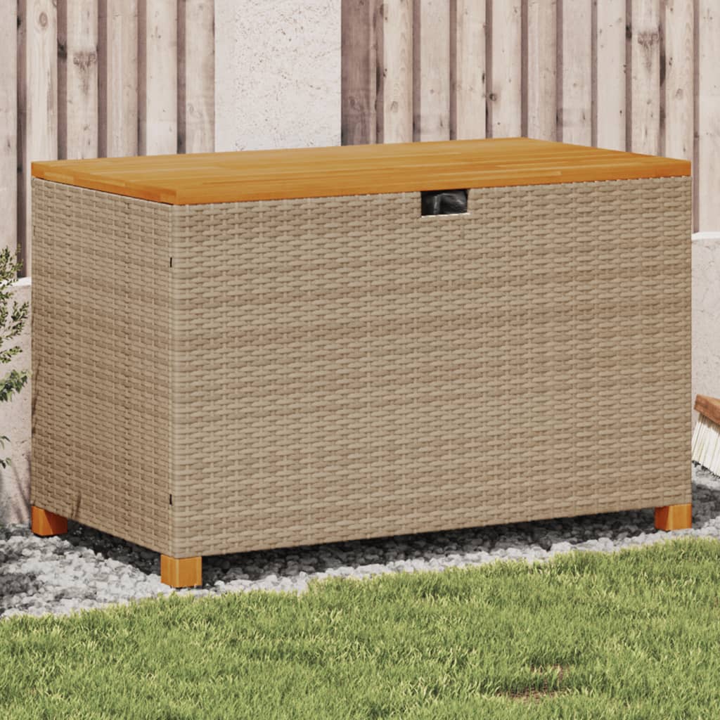 Garden Storage Box Poly Rattan Acacia Wood