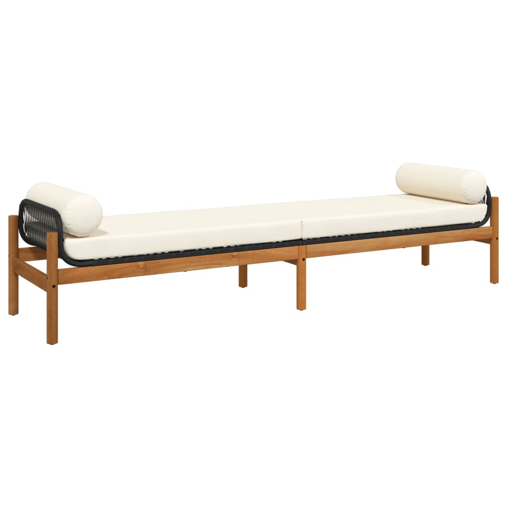 Garden Bench With Cushion Poly Rattan Acacia