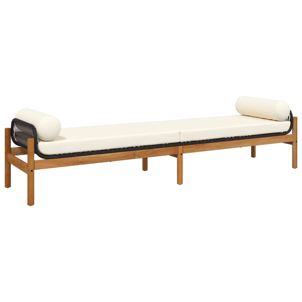 Garden Bench With Cushion Poly Rattan Acacia