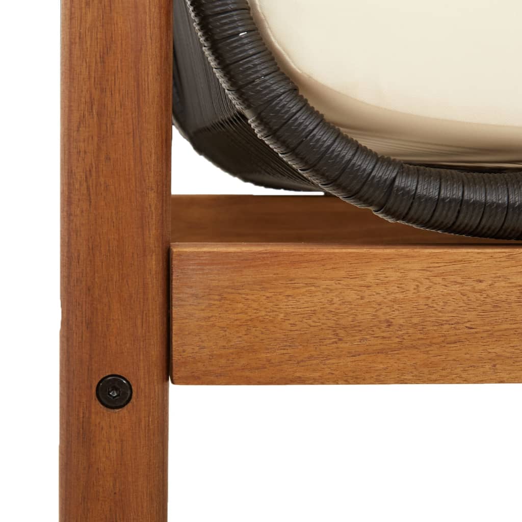 Garden Bench With Cushion Poly Rattan Acacia