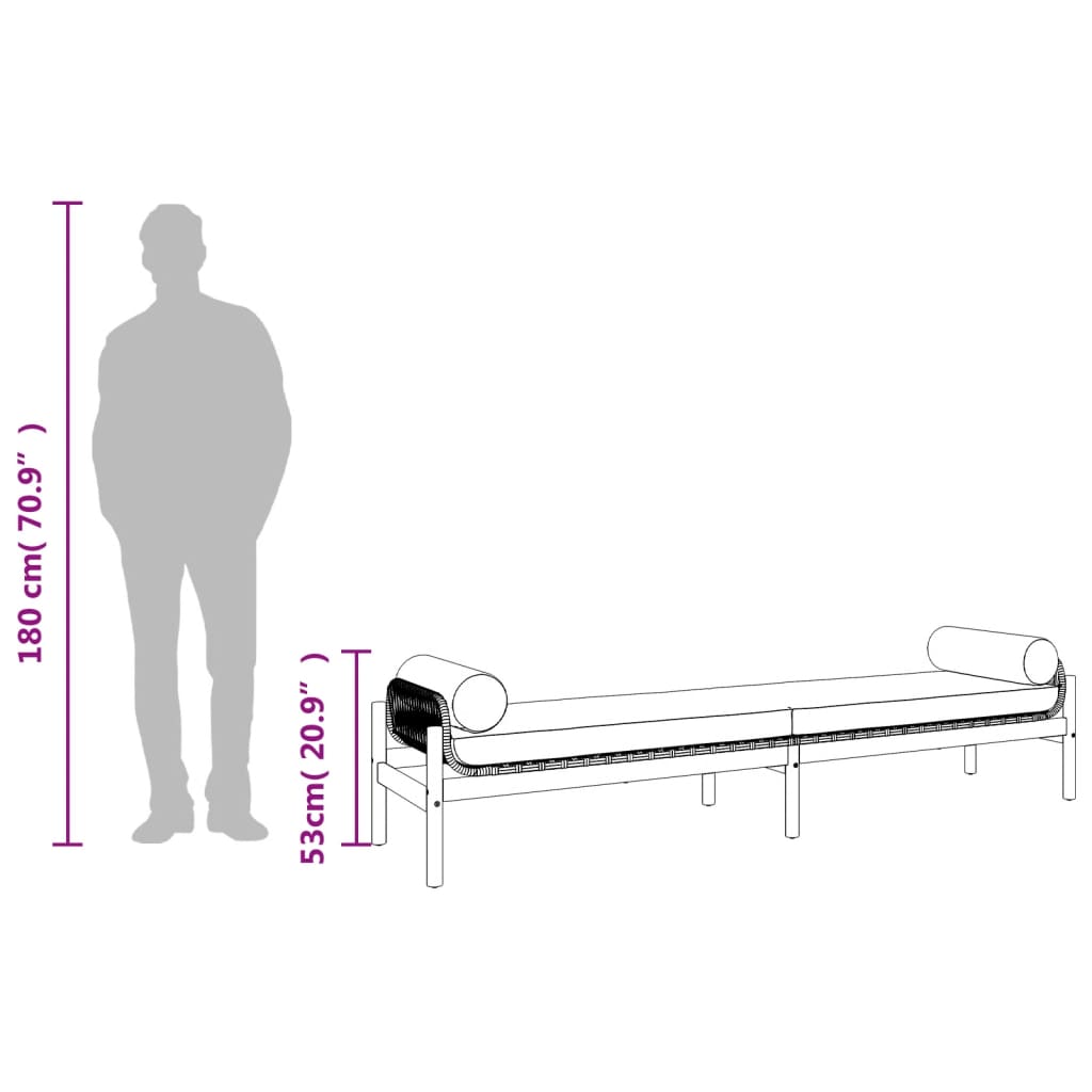 Garden Bench With Cushion Poly Rattan Acacia