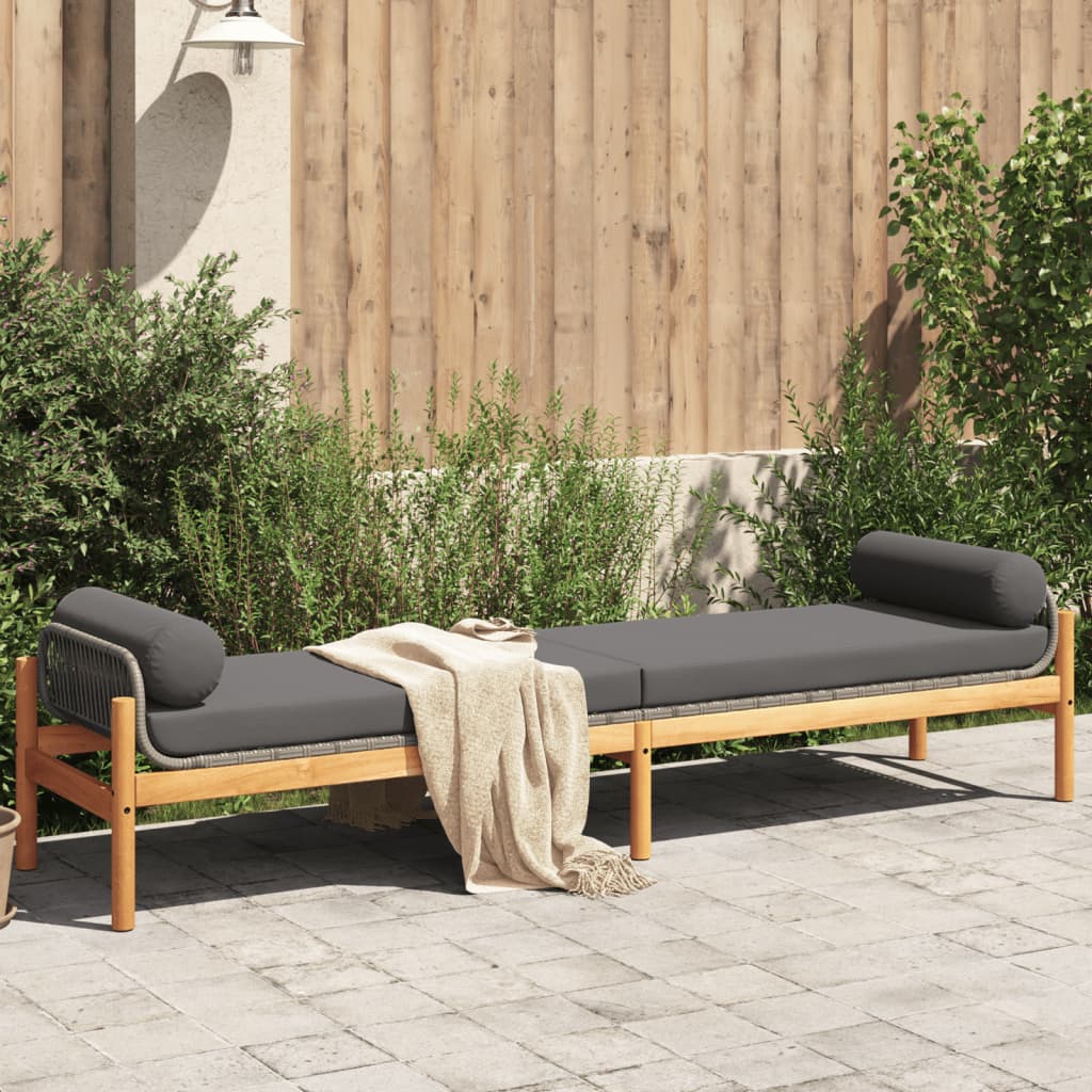 Garden Bench With Cushion Poly Rattan Acacia
