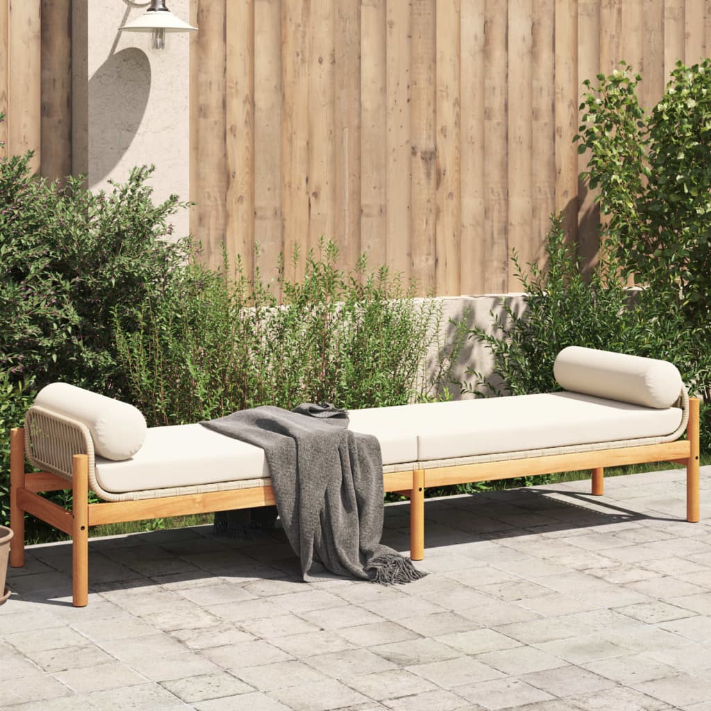 Garden Bench With Cushion Poly Rattan Acacia