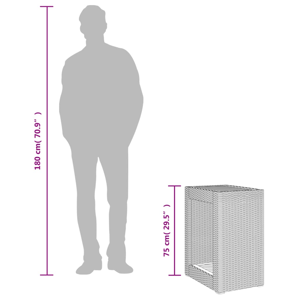 Garden Side Table With Wooden Top Poly Rattan