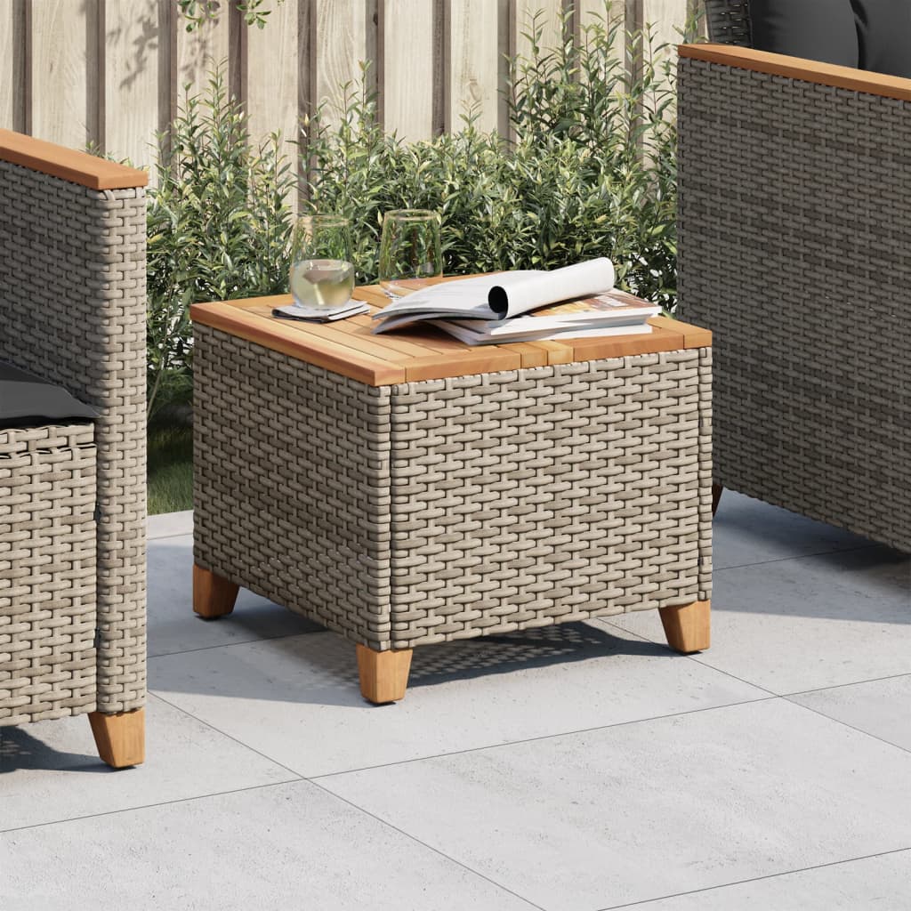 Garden Table 45X45X37 Cm Poly Rattan Acacia Wood