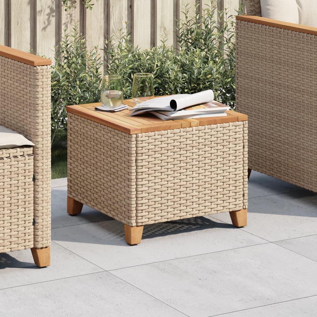 Garden Table 45X45X37 Cm Poly Rattan Acacia Wood