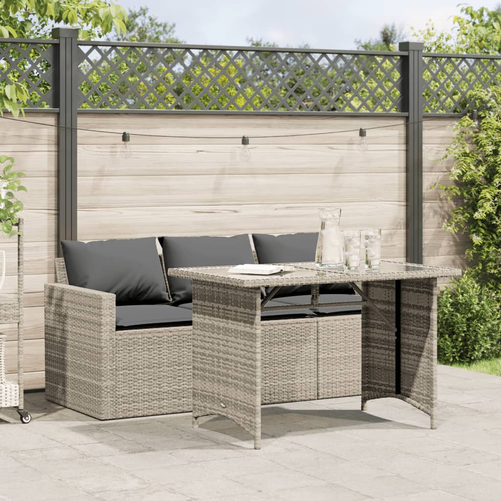 2 Piece Garden Dining Set With Cushions Black Poly Rattan