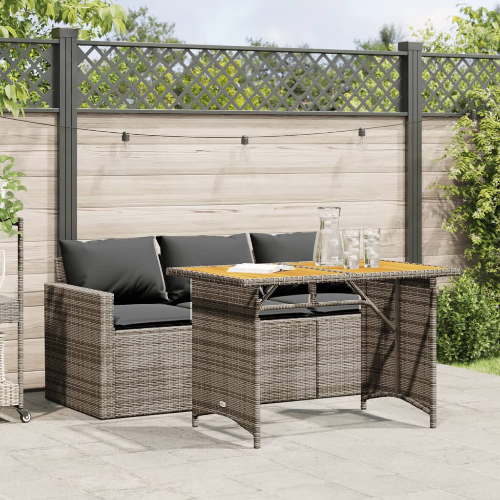 2 Piece Garden Dining Set With Cushions Black Poly Rattan