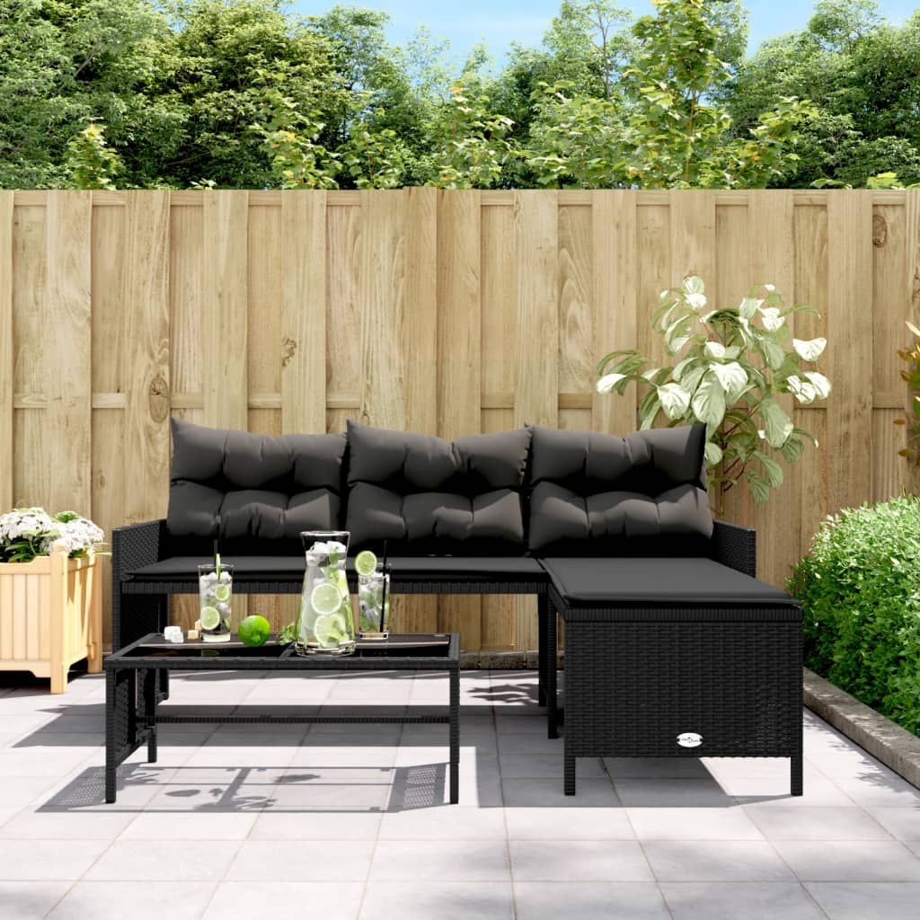 Garden Sofa With Table And Cushions L-Shaped Poly Rattan